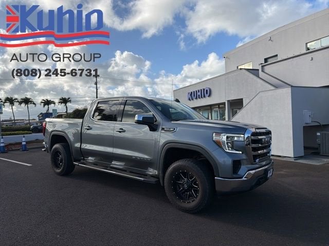 Gray (Satin Steel Metallic) 2021 GMC Sierra 1500 SLE Crew Cab 4WD Pickup Truck Four-Wheel Drive Automatic