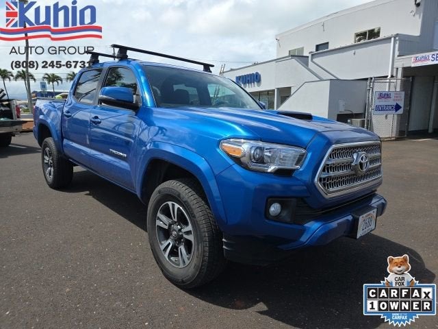 Blue 2016 Toyota Tacoma Double Cab V6 SR 4WD Pickup Truck Four-Wheel Drive 