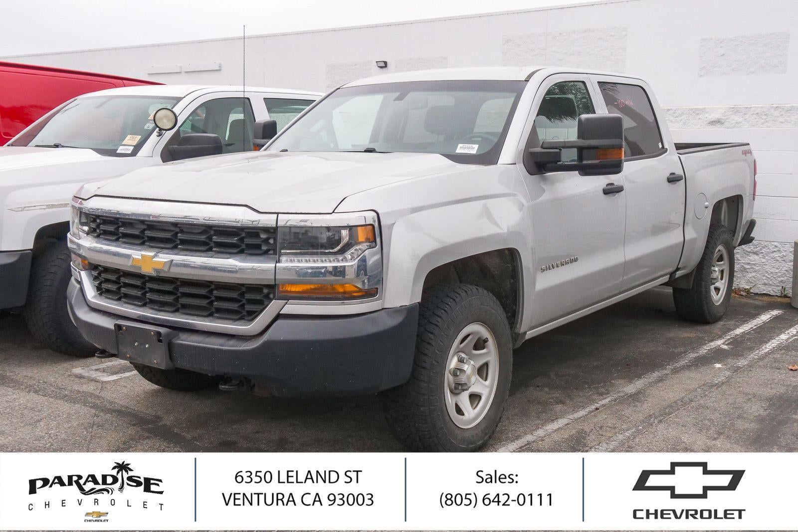 Silver Ice Metallic 2017 Chevrolet Silverado 1500 Pickup Truck Four-Wheel Drive 6-Speed Automatic Overdrive