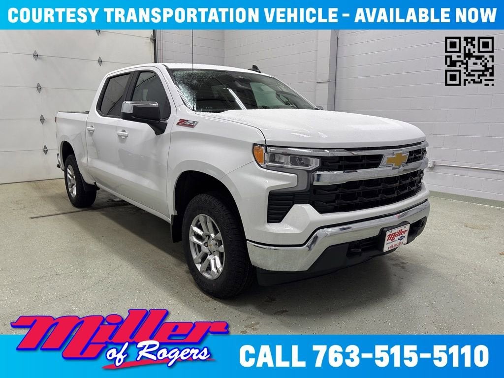 Summit White 2026 Chevrolet Silverado 1500 LT Crew Cab 4WD Pickup Truck Four-Wheel Drive Automatic