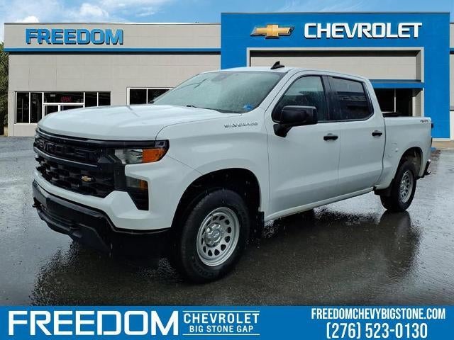 Summit White 2023 Chevrolet Silverado 1500 Work Truck Crew Cab 4WD Pickup Truck Four-Wheel Drive Automatic