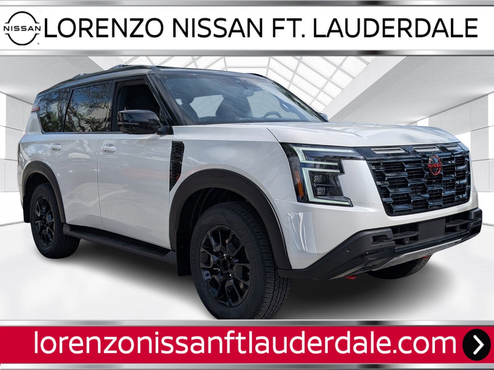Aspen White Tricoat/Super Black 2026 Nissan Armada SUV / Crossover Four-Wheel Drive Automatic