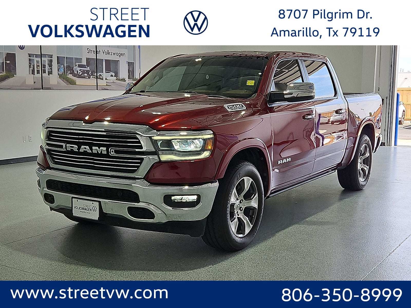 Red 2021 RAM 1500 Pickup Truck Four-Wheel Drive Automatic