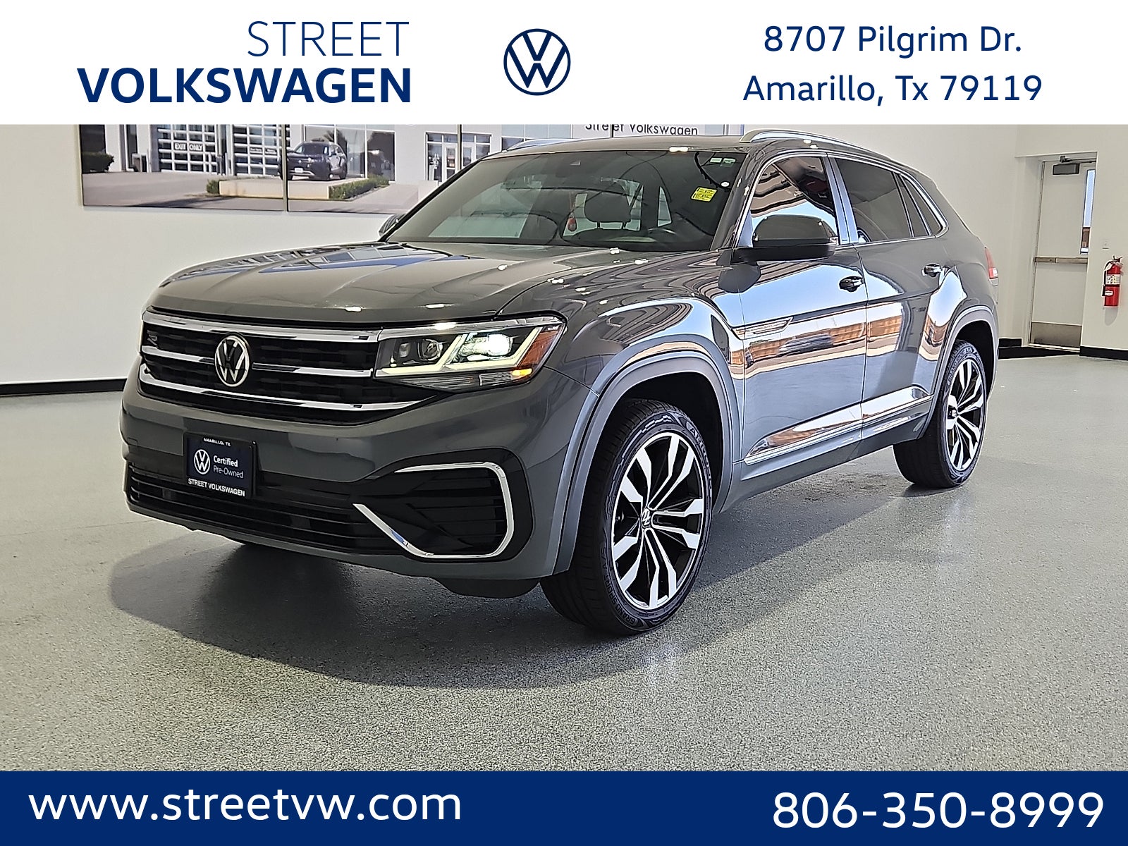 Gray 2021 Volkswagen Atlas Cross Sport V6 SEL R-Line FWD SUV / Crossover Front-Wheel Drive Automatic