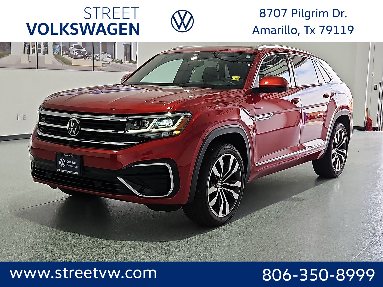 Red Metallic 2023 Volkswagen Atlas Cross Sport SUV / Crossover All-Wheel Drive 8-Speed Automatic