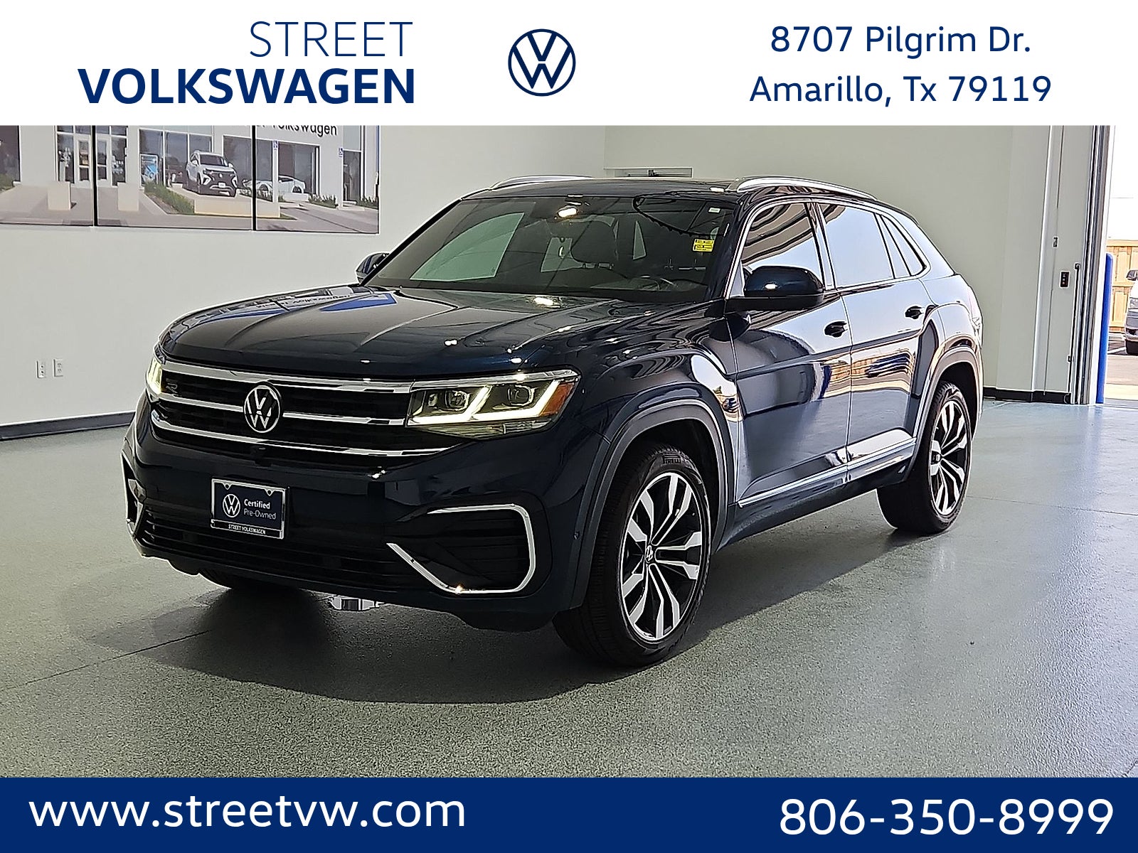Blue Metallic 2023 Volkswagen Atlas Cross Sport SUV / Crossover All-Wheel Drive 8-Speed Automatic