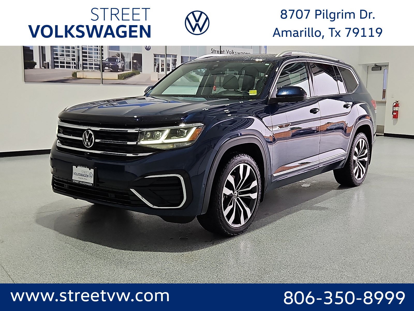 Blue Metallic 2023 Volkswagen Atlas V6 SEL Premium R-Line 4Motion SUV / Crossover All-Wheel Drive Automatic