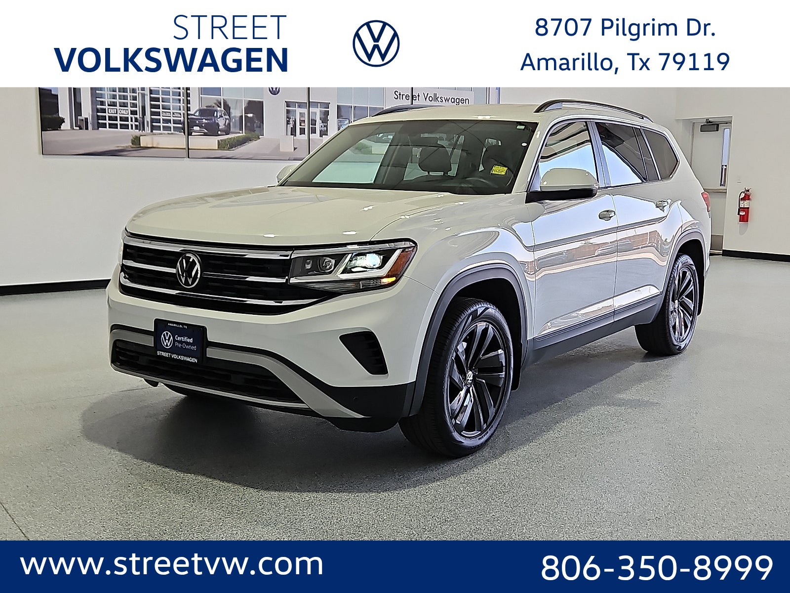 Pure White 2023 Volkswagen Atlas V6 SE 4Motion with Technology SUV / Crossover All-Wheel Drive Automatic