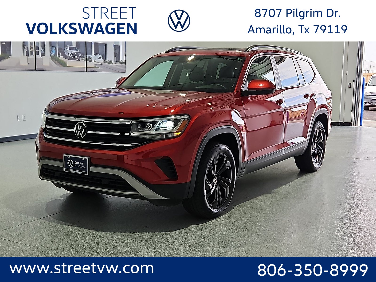 Red Metallic 2023 Volkswagen Atlas   Automatic