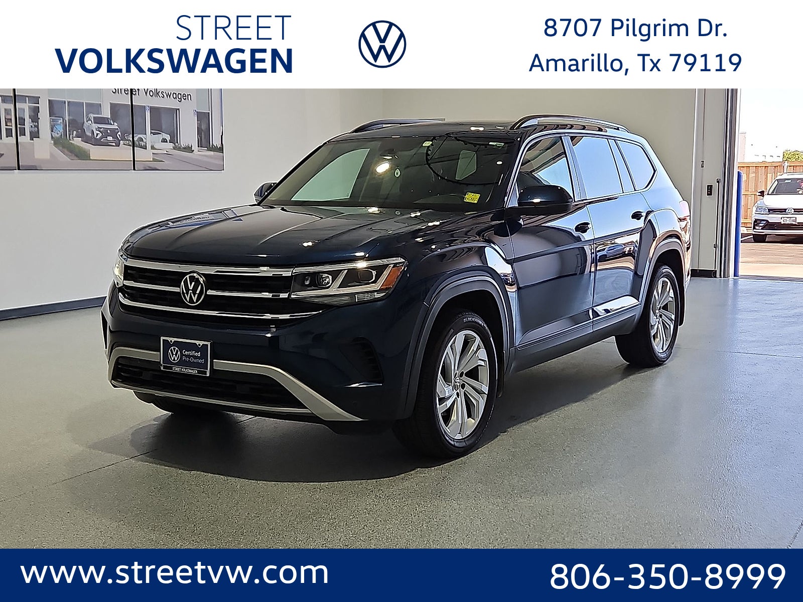 Blue Metallic 2021 Volkswagen Atlas SUV / Crossover Front-Wheel Drive 8-Speed Automatic