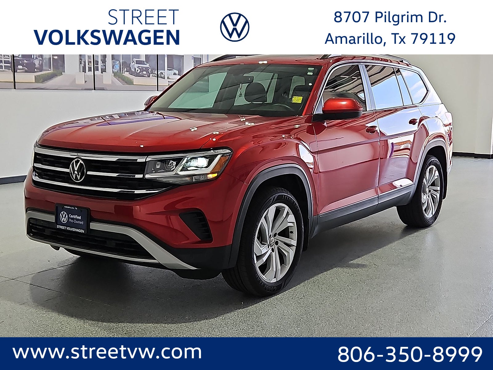 Aurora Red Metallic 2023 Volkswagen Atlas SUV / Crossover All-Wheel Drive Automatic