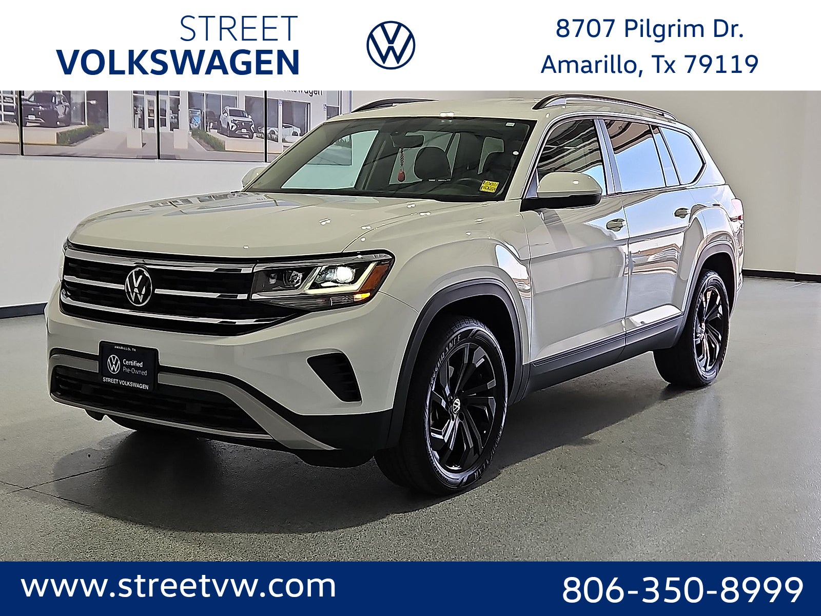 Pure White 2023 Volkswagen Atlas V6 SE FWD with Technology SUV / Crossover Front-Wheel Drive Automatic