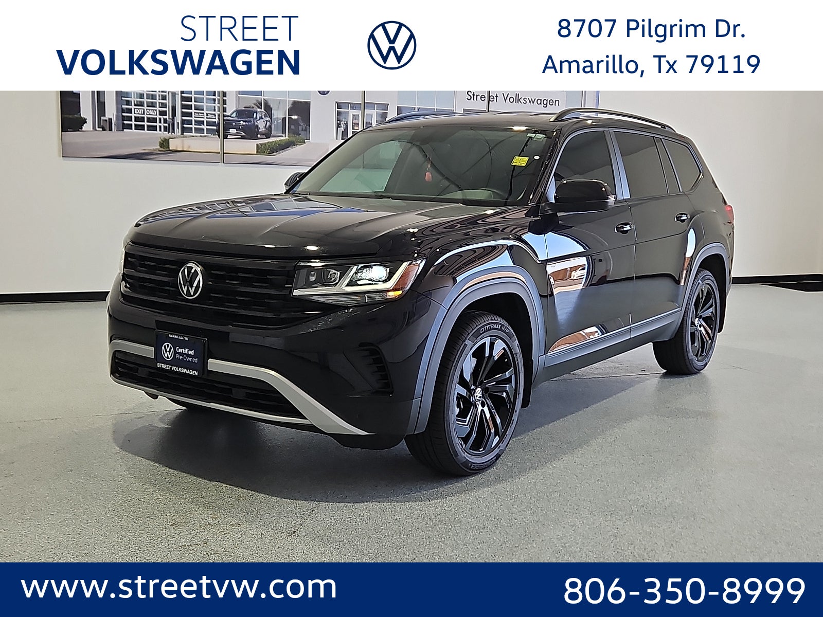 Deep Black 2023 Volkswagen Atlas V6 SE FWD with Technology SUV / Crossover Front-Wheel Drive Automatic