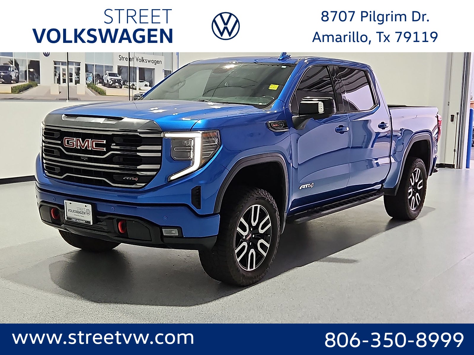 Blue Metallic 2022 GMC Sierra 1500 Pickup Truck Four-Wheel Drive Automatic