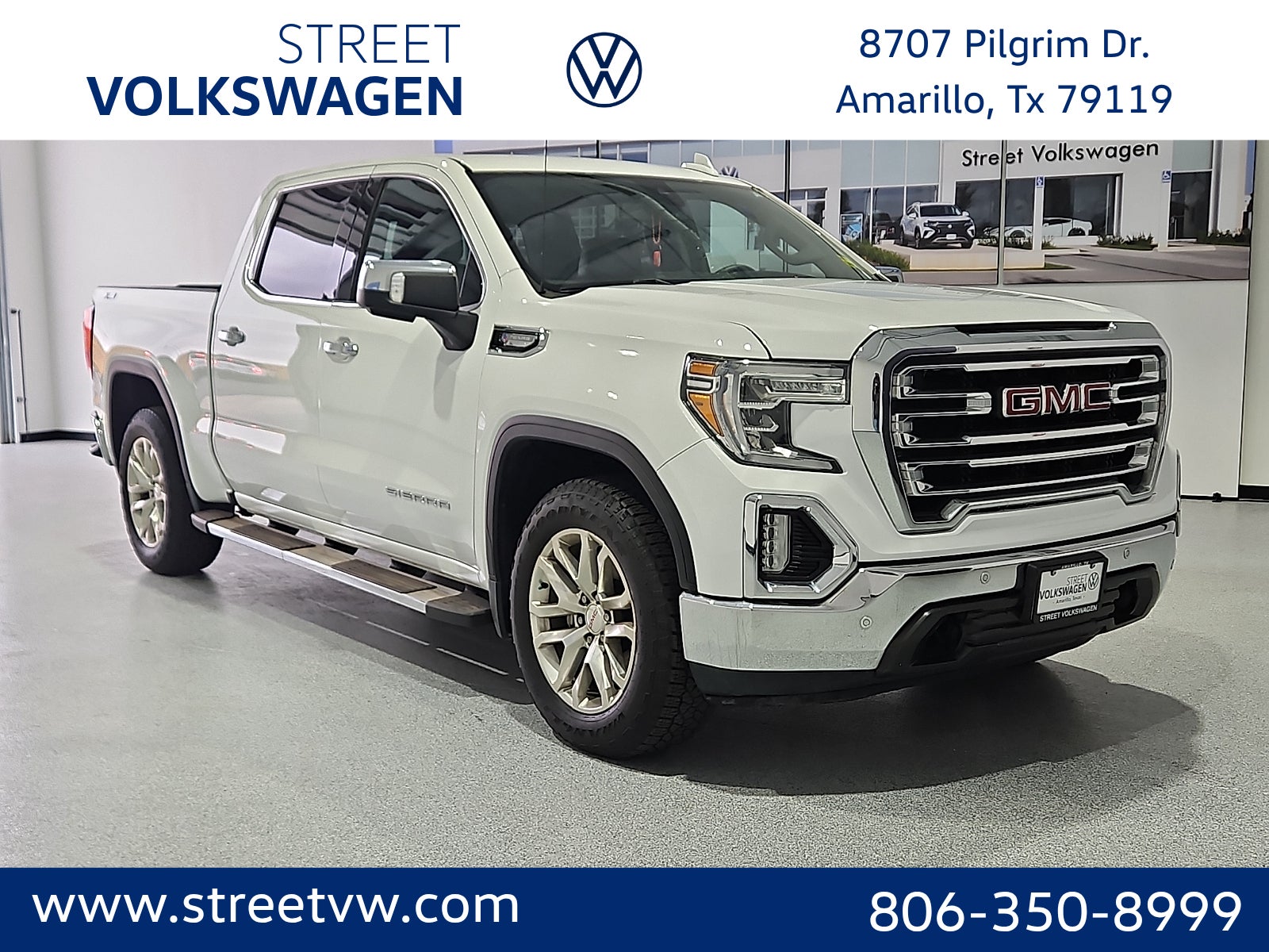 Summit White 2019 GMC Sierra 1500 SLT Crew Cab 4WD Pickup Truck Four-Wheel Drive Automatic