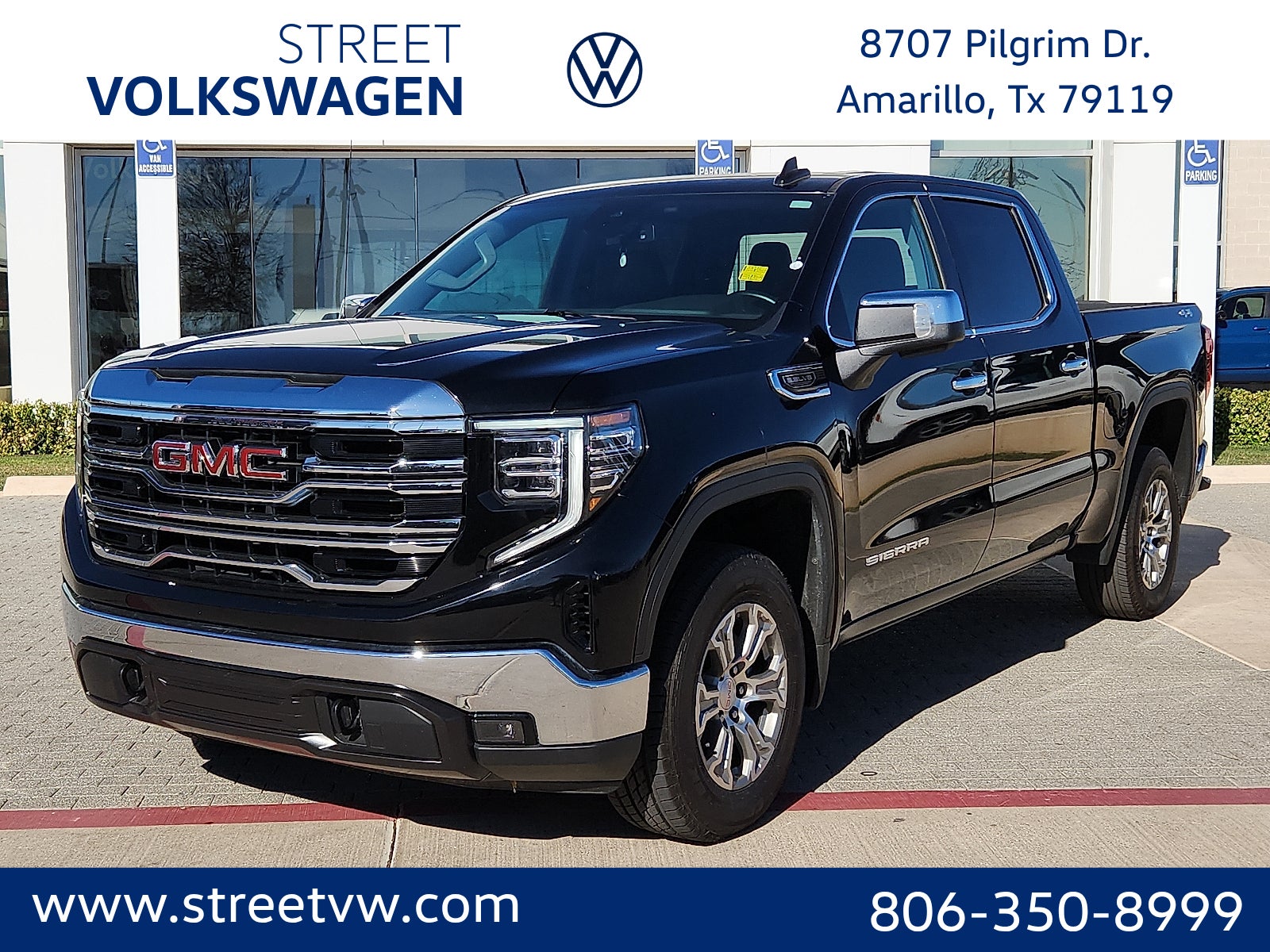 Onyx Black 2025 GMC Sierra 1500 SLT Crew Cab 4WD Pickup Truck Four-Wheel Drive Automatic