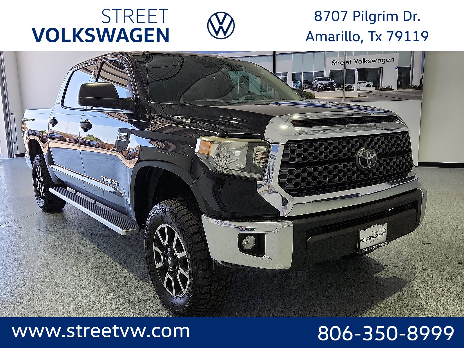Midnight Black Metallic 2019 Toyota Tundra SR5 CrewMax 5.7L 4WD Pickup Truck Four-Wheel Drive Automatic