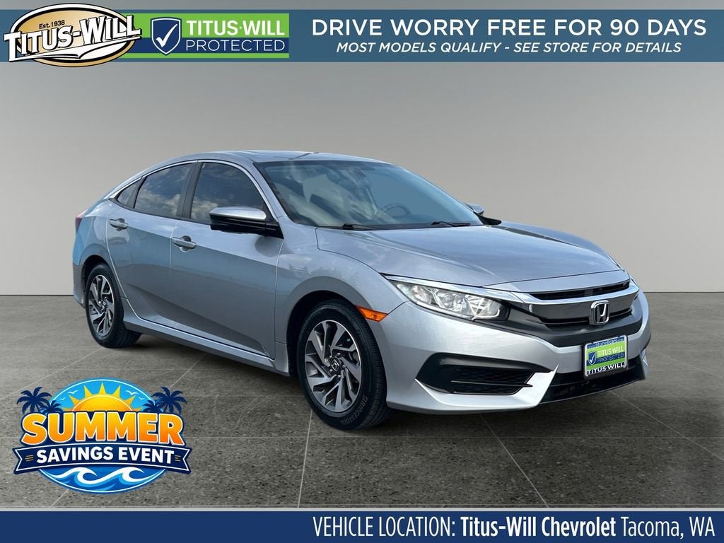Silver 2017 Honda Civic EX Sedan Front-Wheel Drive Continuously Variable Transmission