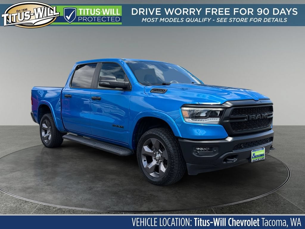 Blue 2023 RAM 1500 Pickup Truck Four-Wheel Drive Automatic