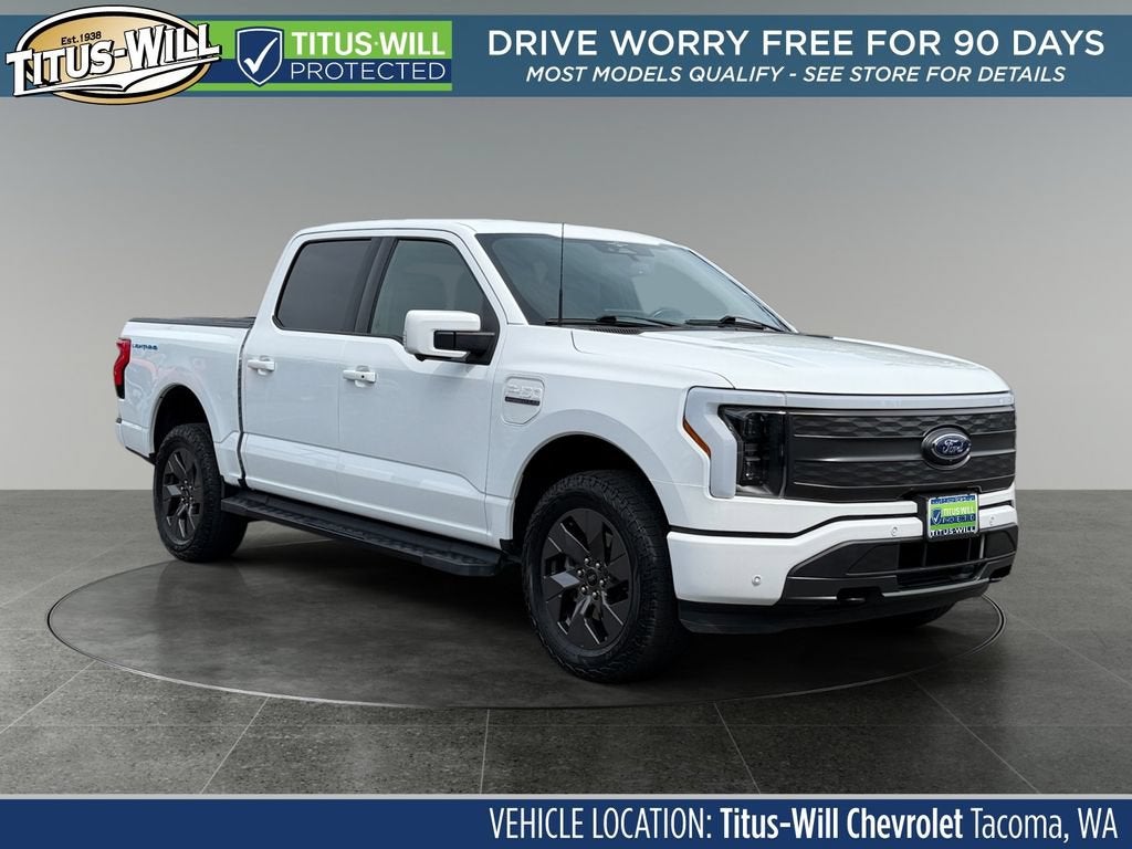 White 2023 Ford F-150 Lightning Pickup Truck All-Wheel Drive Automatic