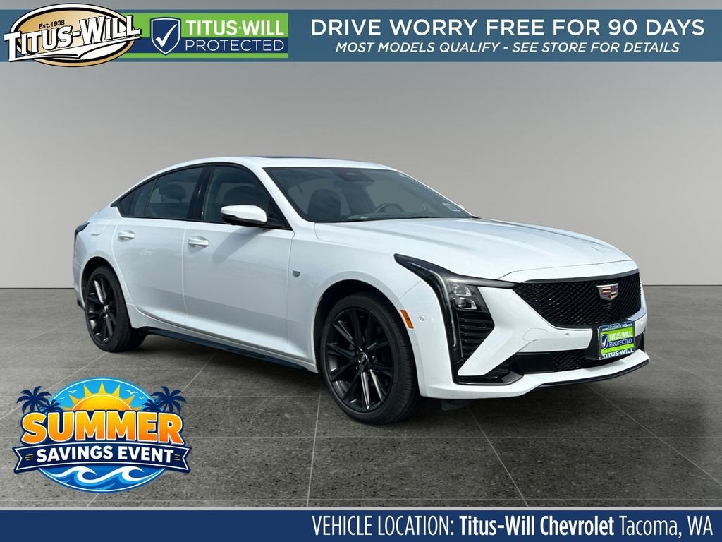 Summit White 2025 Cadillac CT5 Sport AWD Sedan All-Wheel Drive Automatic