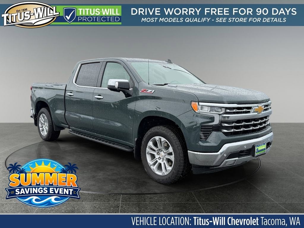 Cypress Gray 2025 Chevrolet Silverado 1500 LTZ Crew Cab 4WD Pickup Truck Four-Wheel Drive Automatic