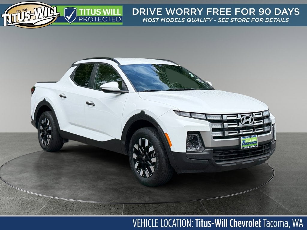 Pearl White 2025 Hyundai Santa Cruz Pickup Truck All-Wheel Drive 8-Speed Automatic