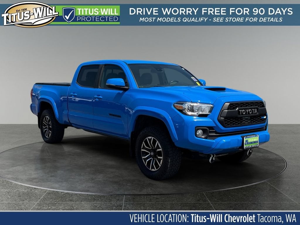 Blue 2021 Toyota Tacoma Pickup Truck Four-Wheel Drive 