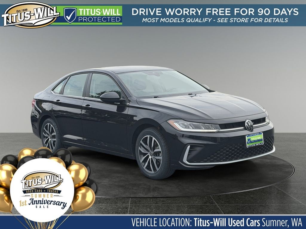 Deep Black Pearl 2025 Volkswagen Jetta Sedan Front-Wheel Drive 8-Speed Automatic