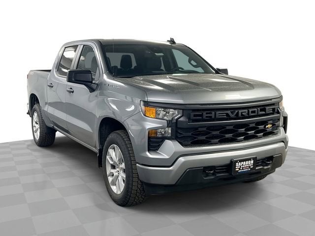 Sterling Gray Metallic 2026 Chevrolet Silverado 1500 Custom Crew Cab 4WD Pickup Truck Four-Wheel Drive Automatic
