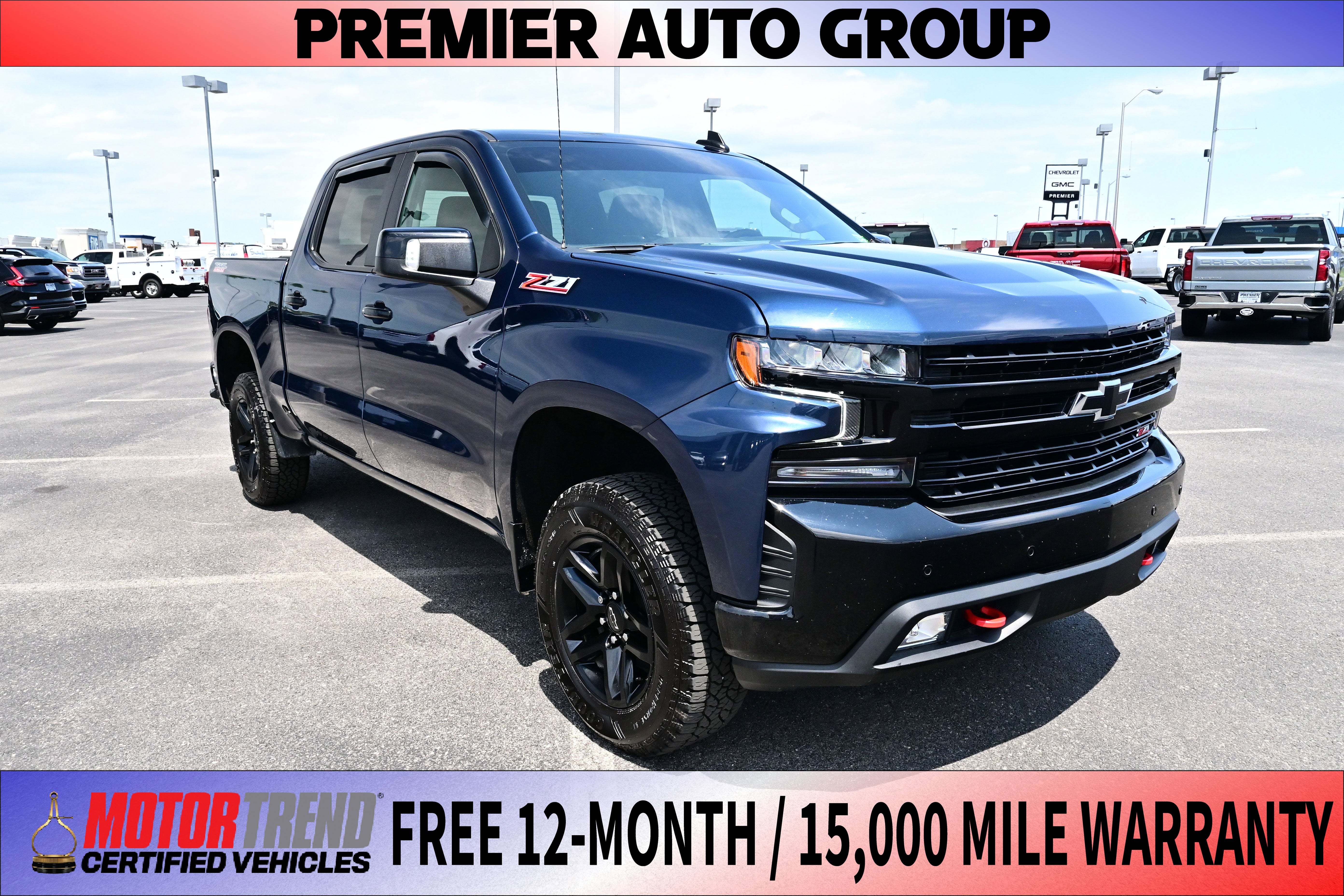 Northsky Blue Metallic 2022 Chevrolet Silverado 1500 LT Trail Boss Crew Cab 4WD Pickup Truck Four-Wheel Drive Automatic