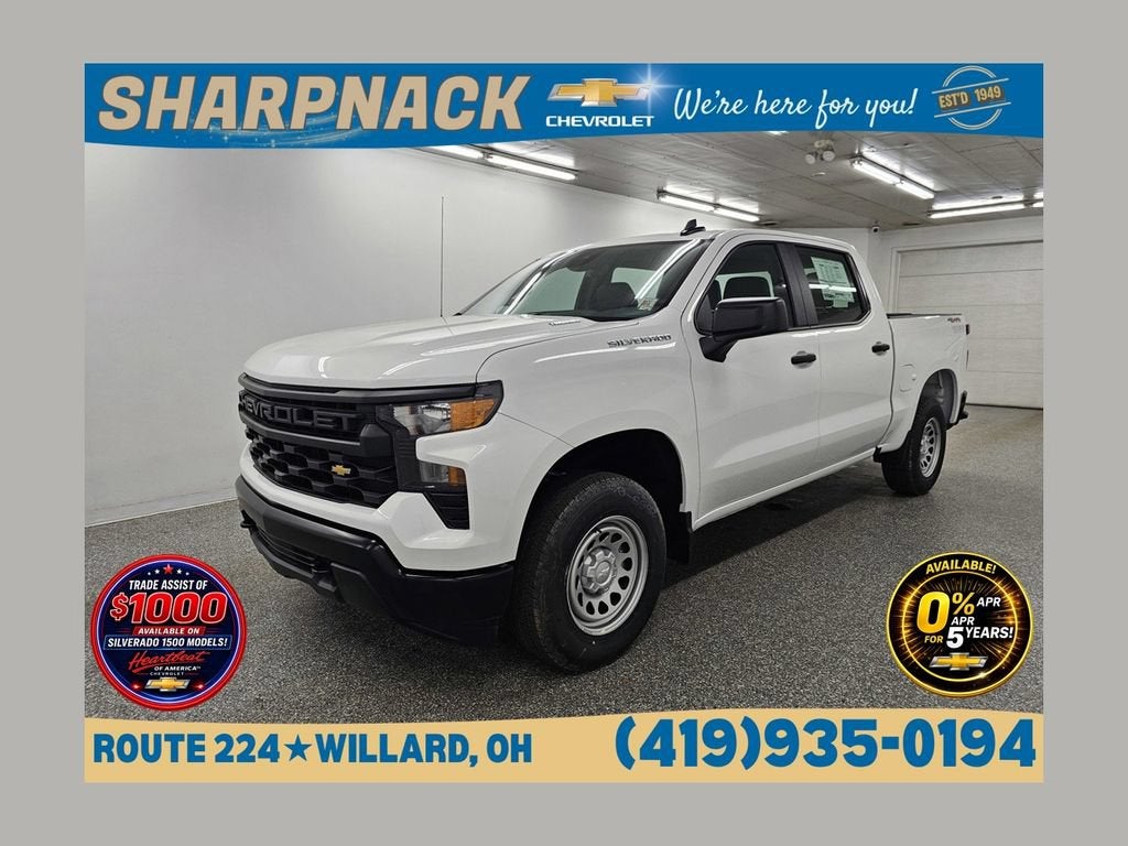 Summit White 2026 Chevrolet Silverado 1500 Pickup Truck Four-Wheel Drive Automatic