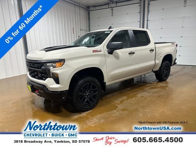White Sands 2026 Chevrolet Silverado 1500 Custom Trail Boss Crew Cab 4WD Pickup Truck Four-Wheel Drive Automatic
