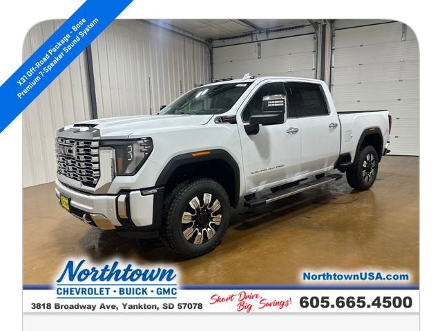 Glacier White Tricoat 2026 GMC Sierra 2500HD Denali Crew Cab 4WD Pickup Truck Four-Wheel Drive Automatic