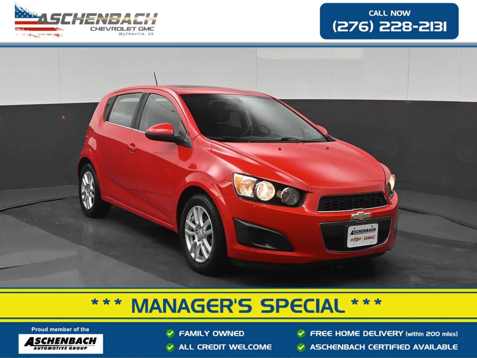 Red Hot 2015 Chevrolet Sonic Hatchback Front-Wheel Drive Automatic