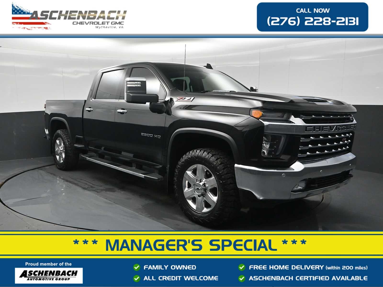 Black 2020 Chevrolet Silverado 2500HD Pickup Truck Four-Wheel Drive Automatic