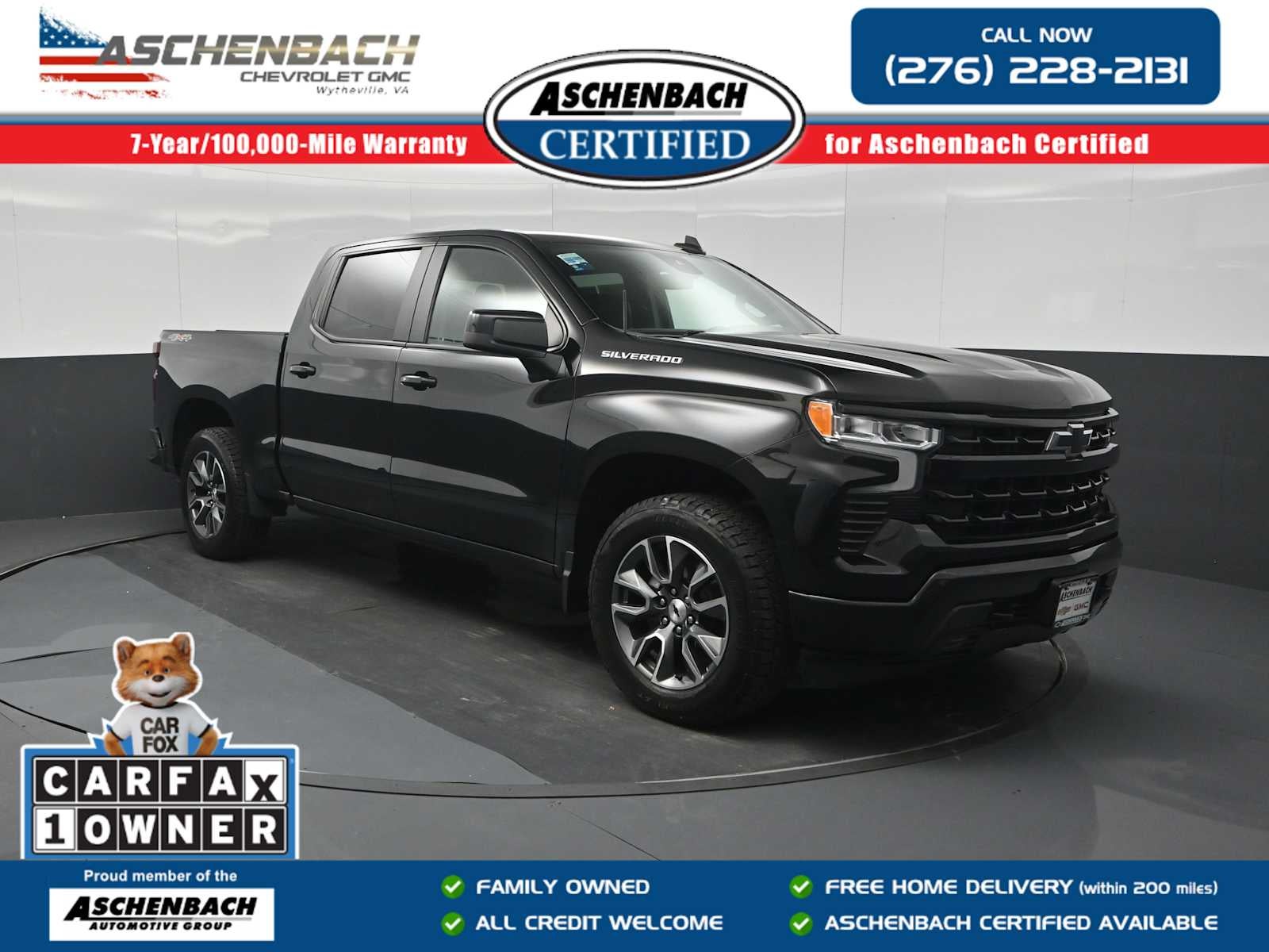 Black 2023 Chevrolet Silverado 1500 Pickup Truck Four-Wheel Drive Automatic