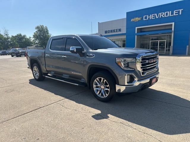 Gray (Satin Steel Metallic) 2020 GMC Sierra 1500 SLT Crew Cab 4WD Pickup Truck Four-Wheel Drive Automatic