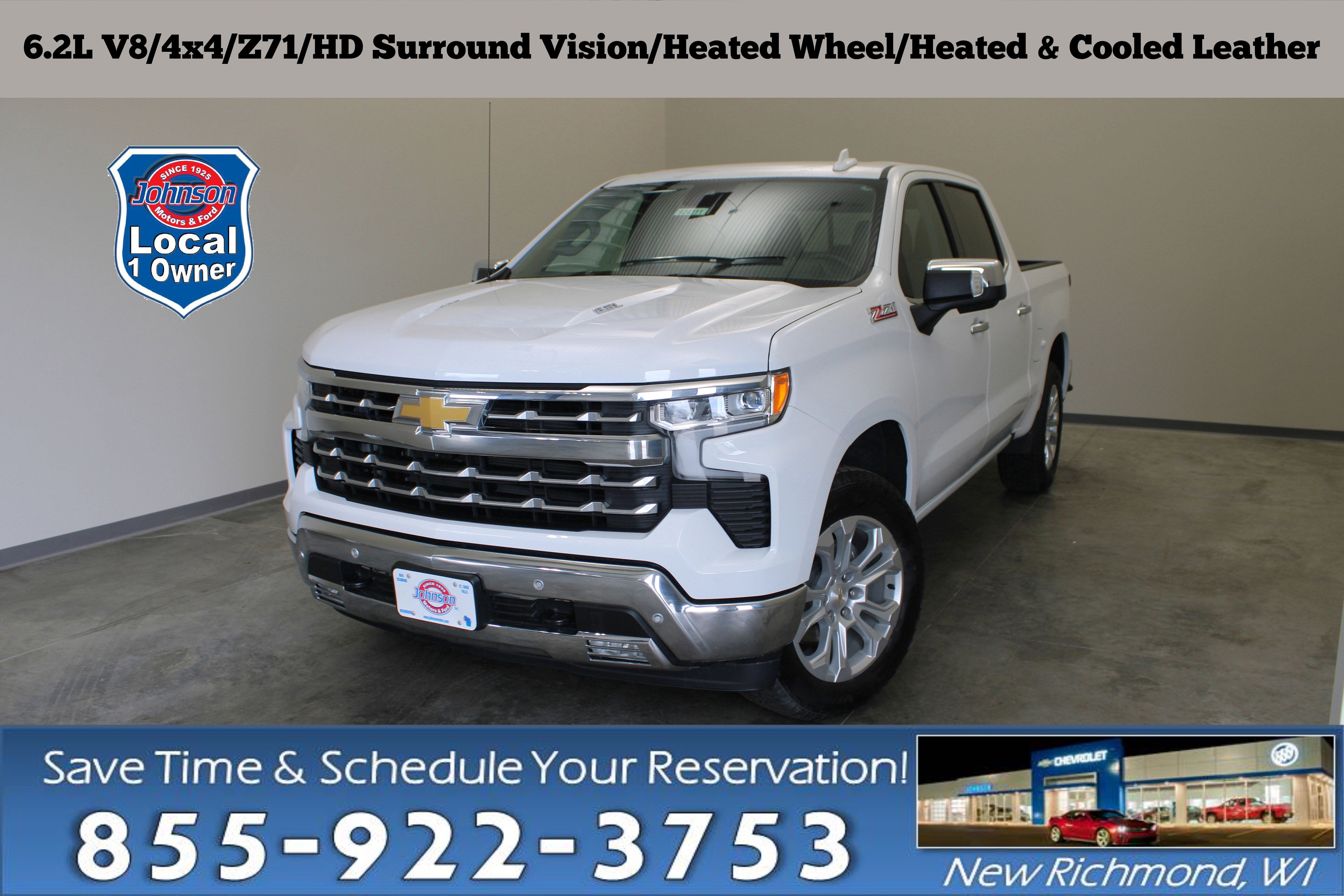 Summit White 2024 Chevrolet Silverado 1500 LTZ Crew Cab 4WD Pickup Truck Four-Wheel Drive Automatic