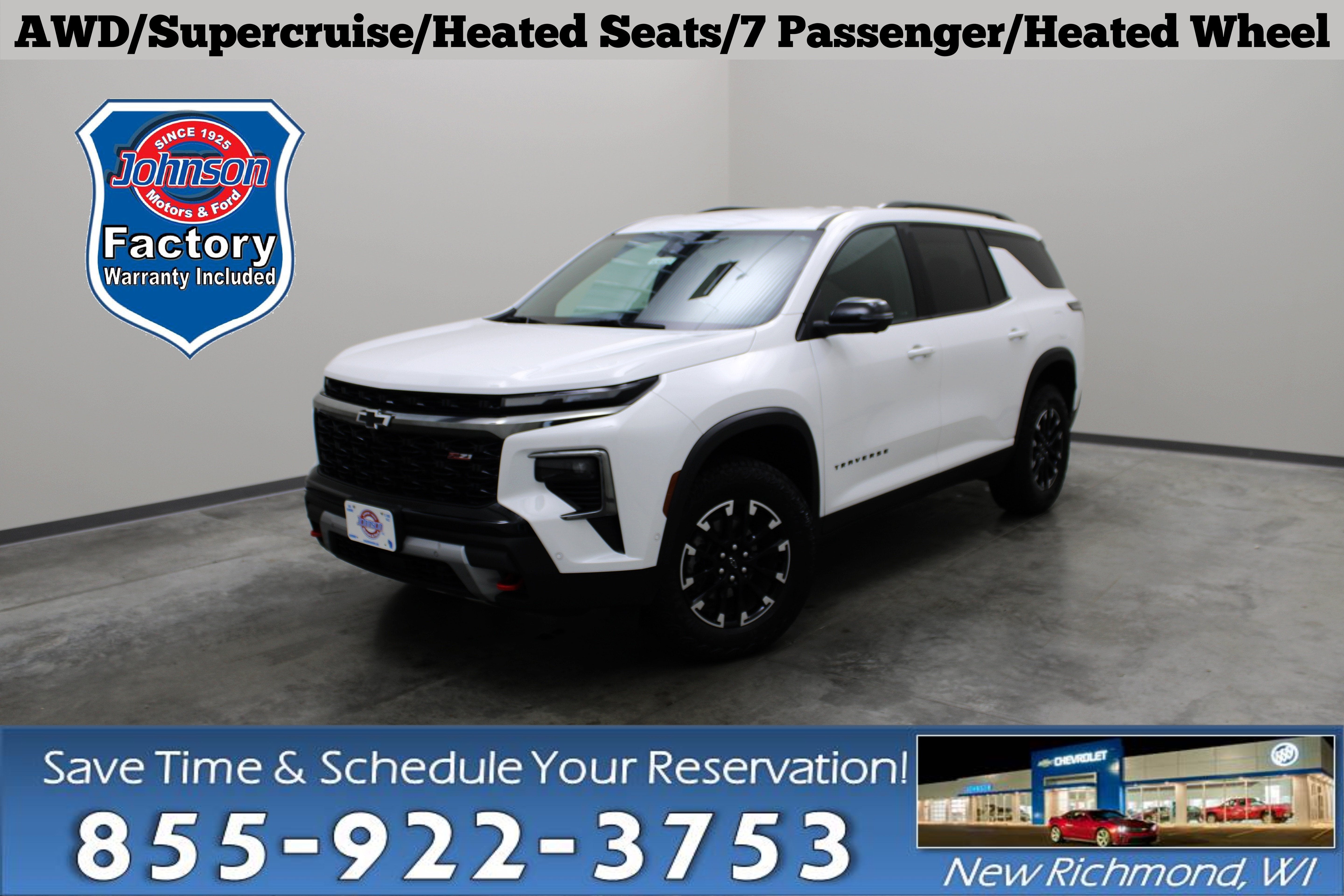 Summit White 2024 Chevrolet Traverse SUV / Crossover Four-Wheel Drive Automatic