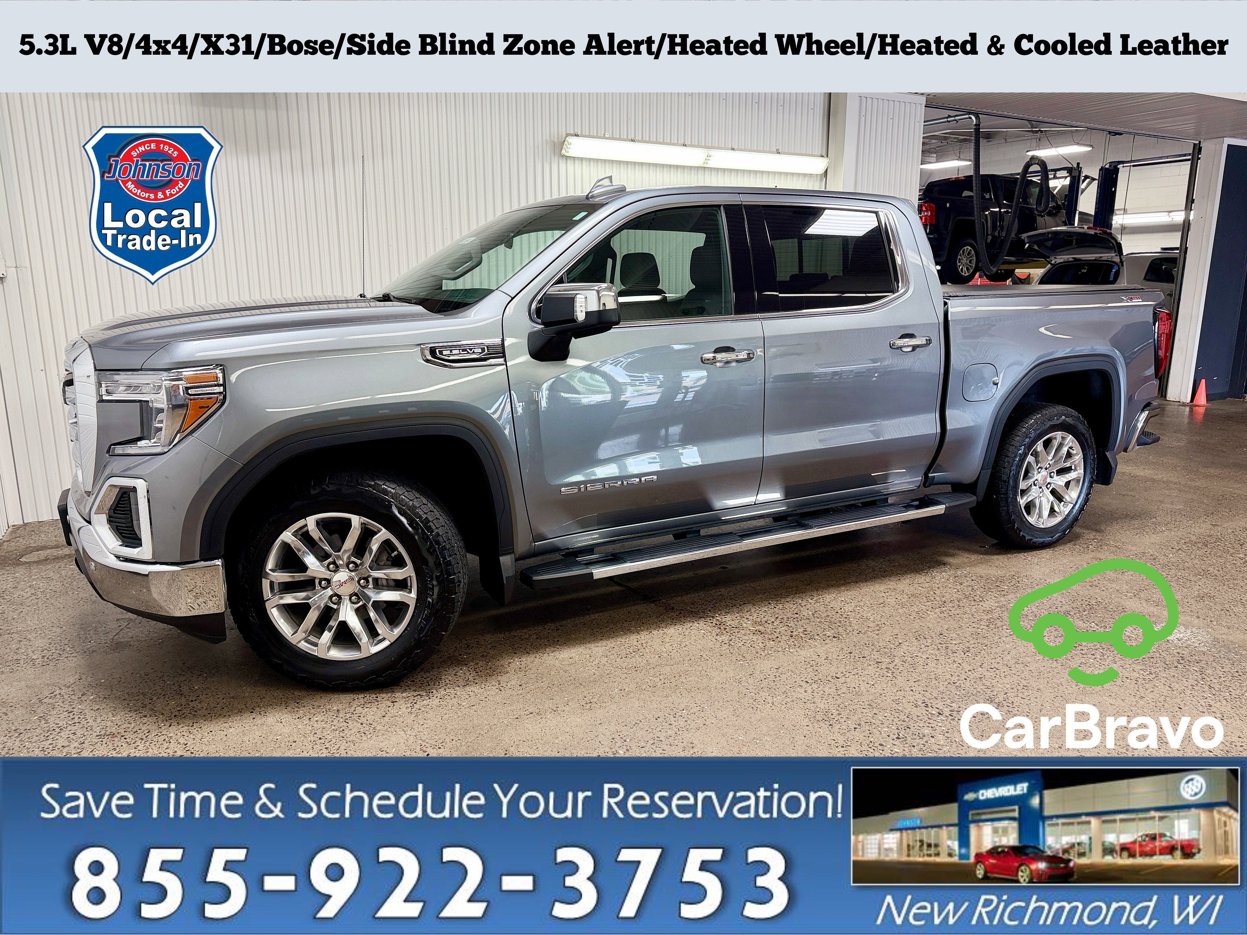 Gray (Satin Steel Metallic) 2021 GMC Sierra 1500 SLT Crew Cab 4WD Pickup Truck Four-Wheel Drive 10-Speed Automatic