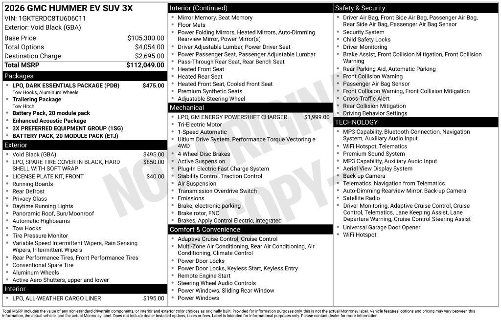 Void Black 2026 GMC Hummer EV SUV SUV / Crossover All-Wheel Drive Automatic