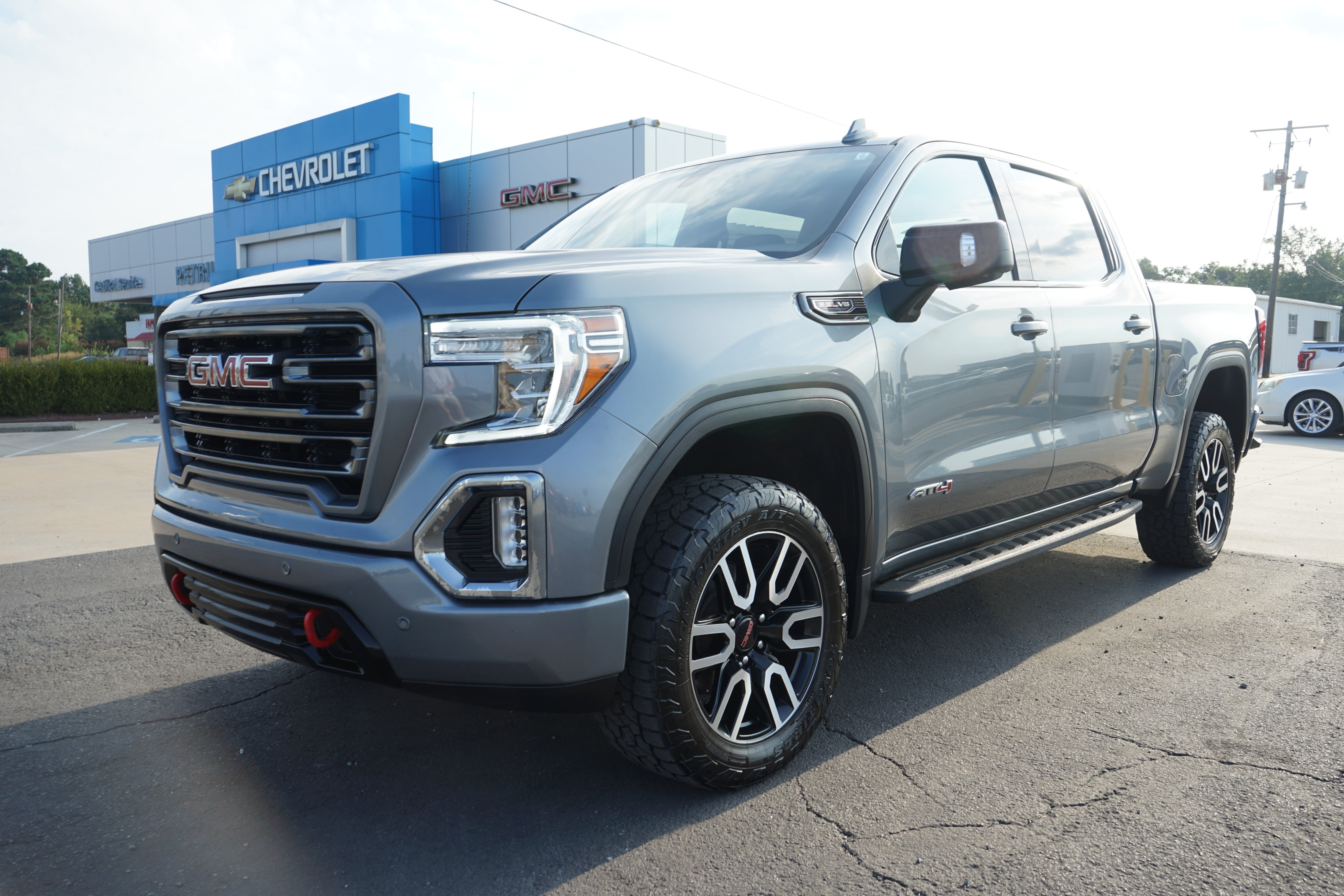 Gray (Satin Steel Metallic) 2022 GMC Sierra 1500 Limited AT4 Crew Cab 4WD Pickup Truck Four-Wheel Drive Automatic