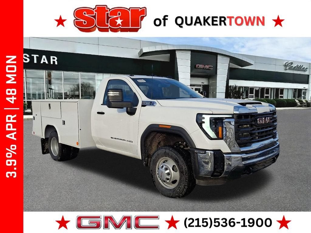 Summit White 2025 GMC Sierra 3500HD Chassis Pickup Truck Four-Wheel Drive Automatic