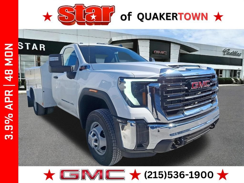 Summit White 2025 GMC Sierra 3500HD Chassis Pickup Truck Four-Wheel Drive Automatic