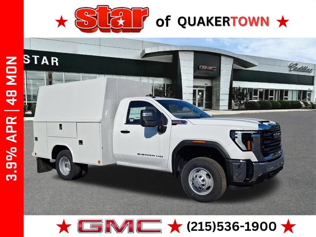 Summit White 2025 GMC Sierra 3500HD Chassis Pickup Truck Four-Wheel Drive Automatic