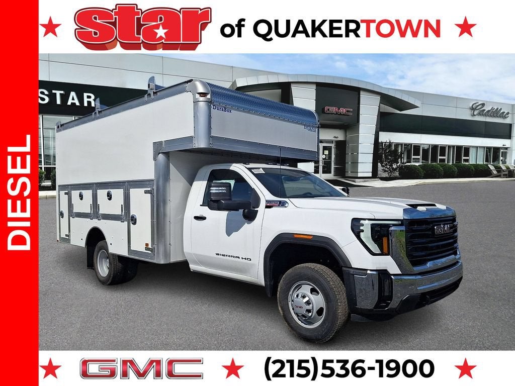 Summit White 2025 GMC Sierra 3500HD Chassis Pickup Truck Four-Wheel Drive Automatic