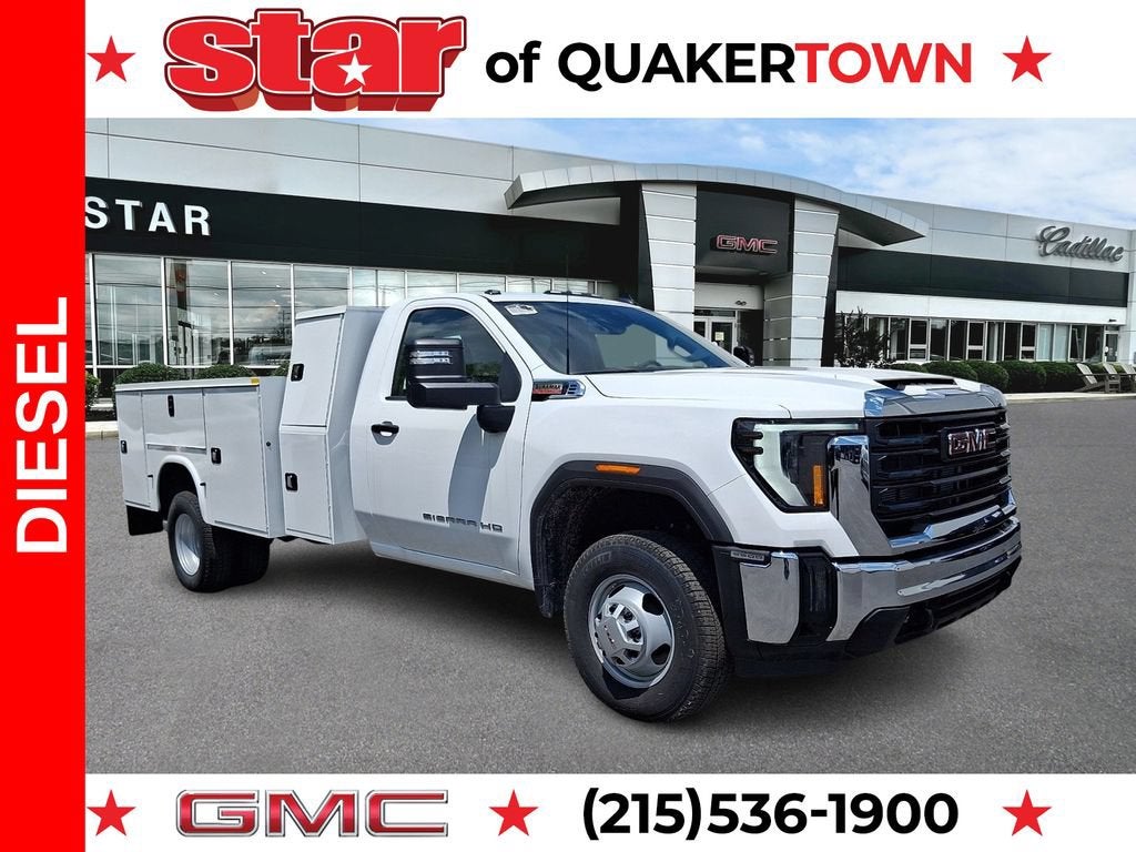 Summit White 2025 GMC Sierra 3500HD Chassis Pickup Truck Four-Wheel Drive Automatic