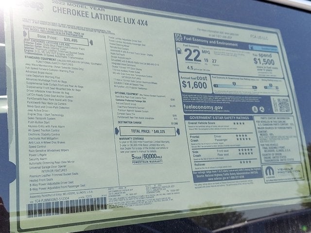2022 Jeep Cherokee CHEROKEE LATITUDE LUX 4X4