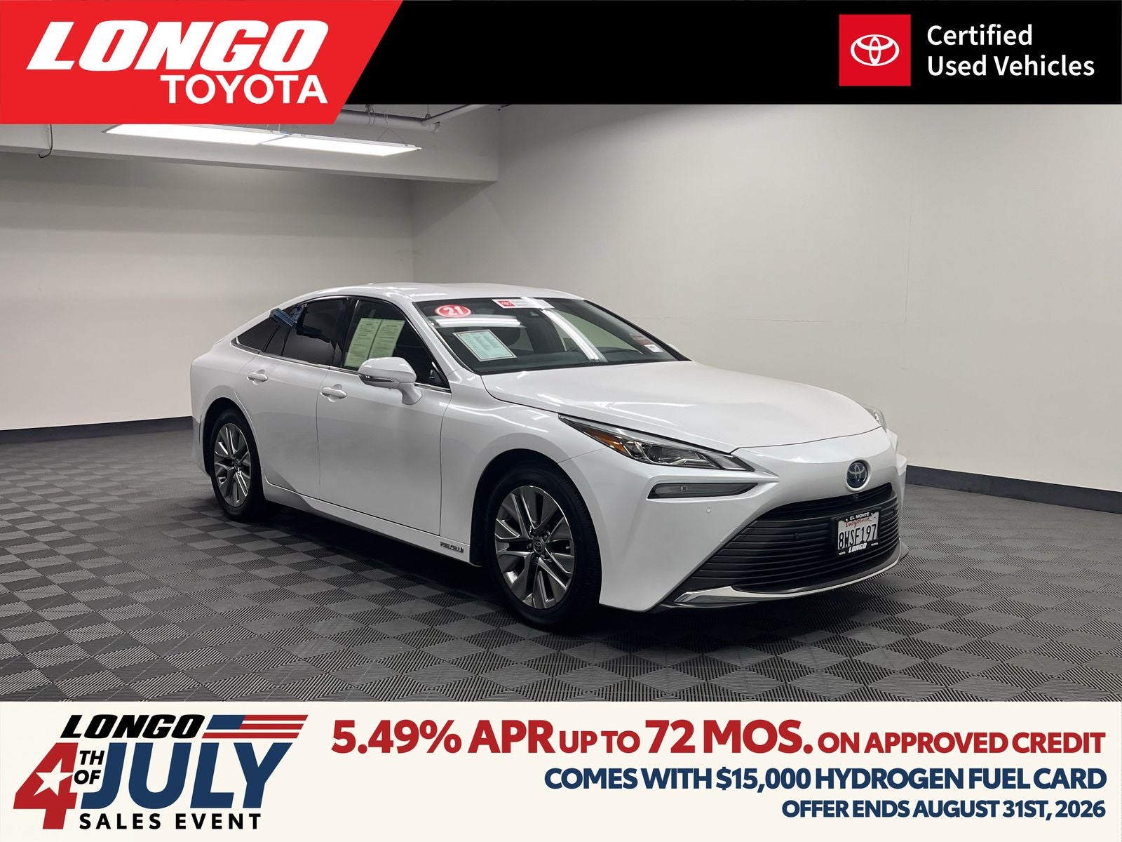 White 2021 Toyota Mirai Sedan Rear-Wheel Drive 1-Speed Automatic